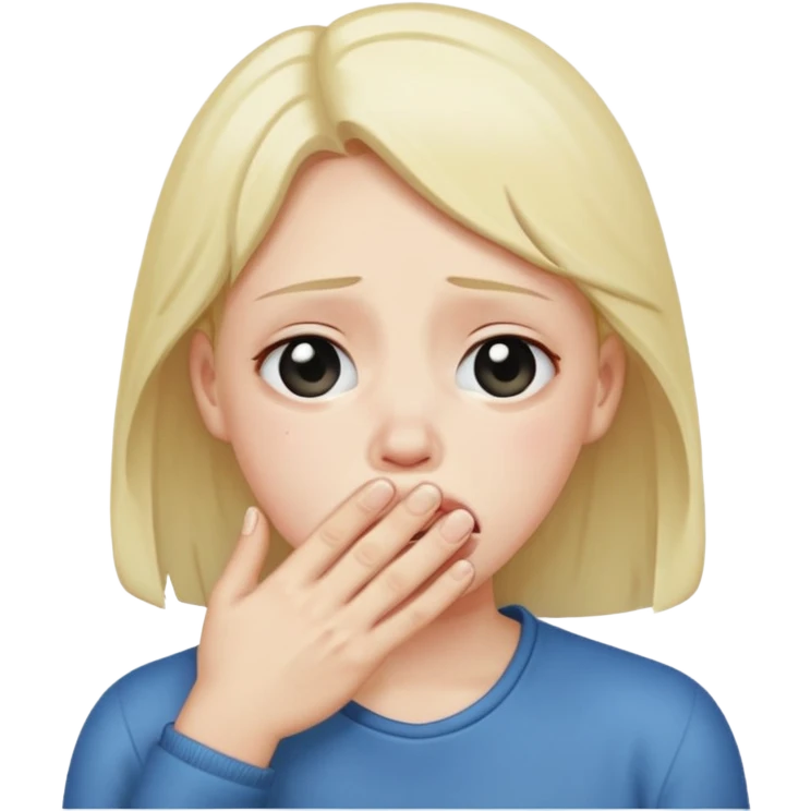 Crying pleading face with hand covering mouth emoji
