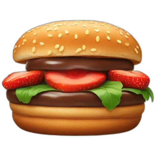 a chocolate and strawberry burger emoji