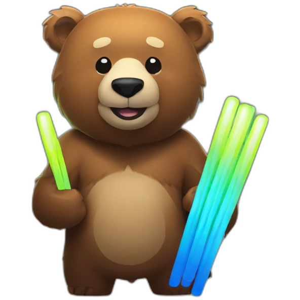 Grizzly with 2 glow sticks in hand emoji