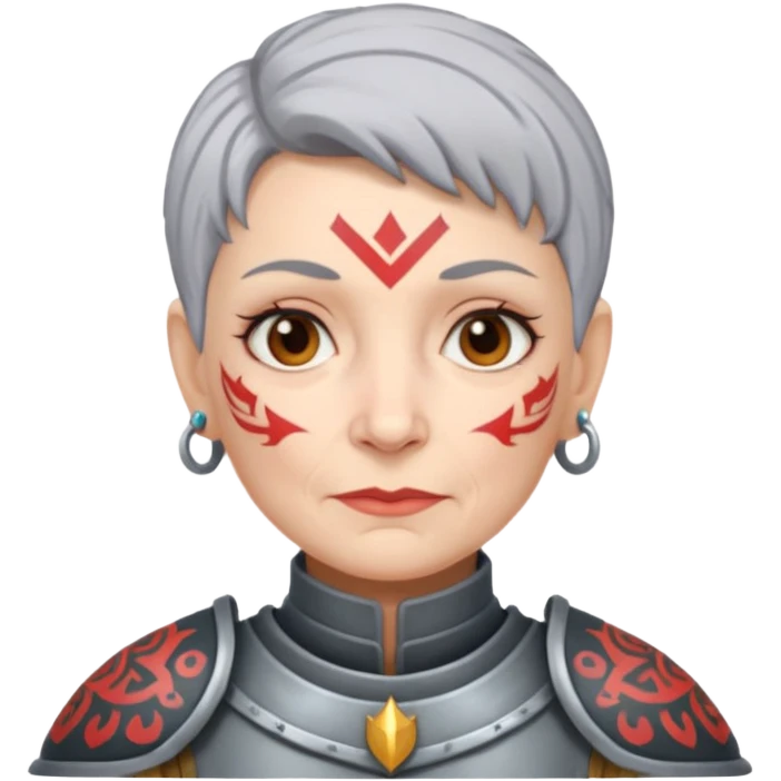 Elderly Tattooed Knights female, with short hair emoji