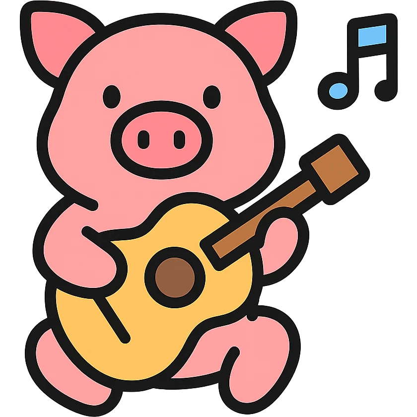 A pig playing music emoji