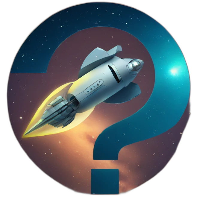 Question mark with spaceship texture emoji