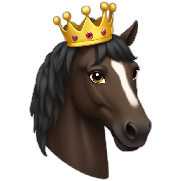 dark brown conceited horse with crown emoji