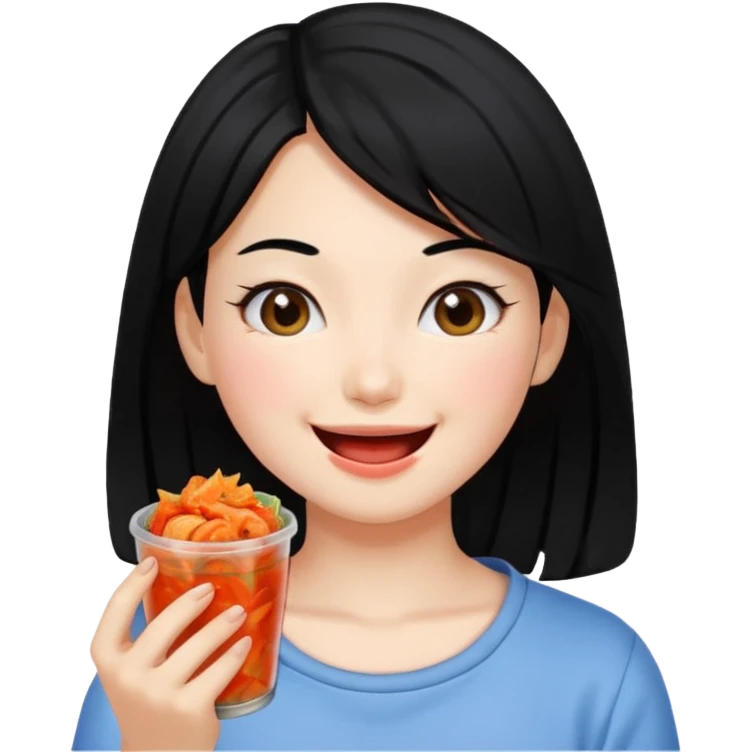Girl black hair eat kimchi emoji