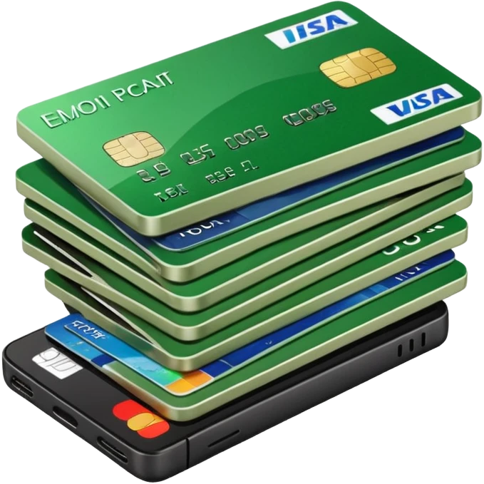 Dolares, tarjetas, teléfono  emoji