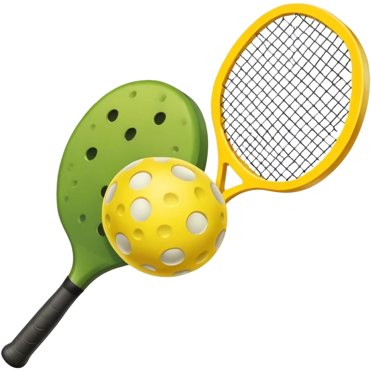 pickle ball paddle and a pickle ball in front of the paddle emoji
