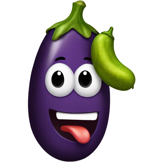 Eggplant eating a pickle emoji