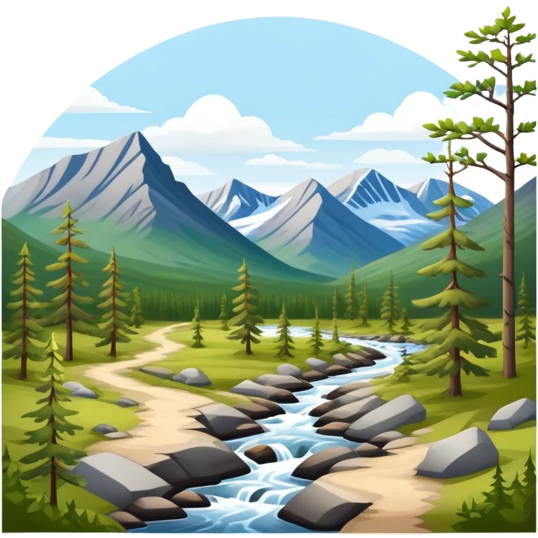 Kungsleden hiking trail in Swedish Lapland with mountains and forests emoji
