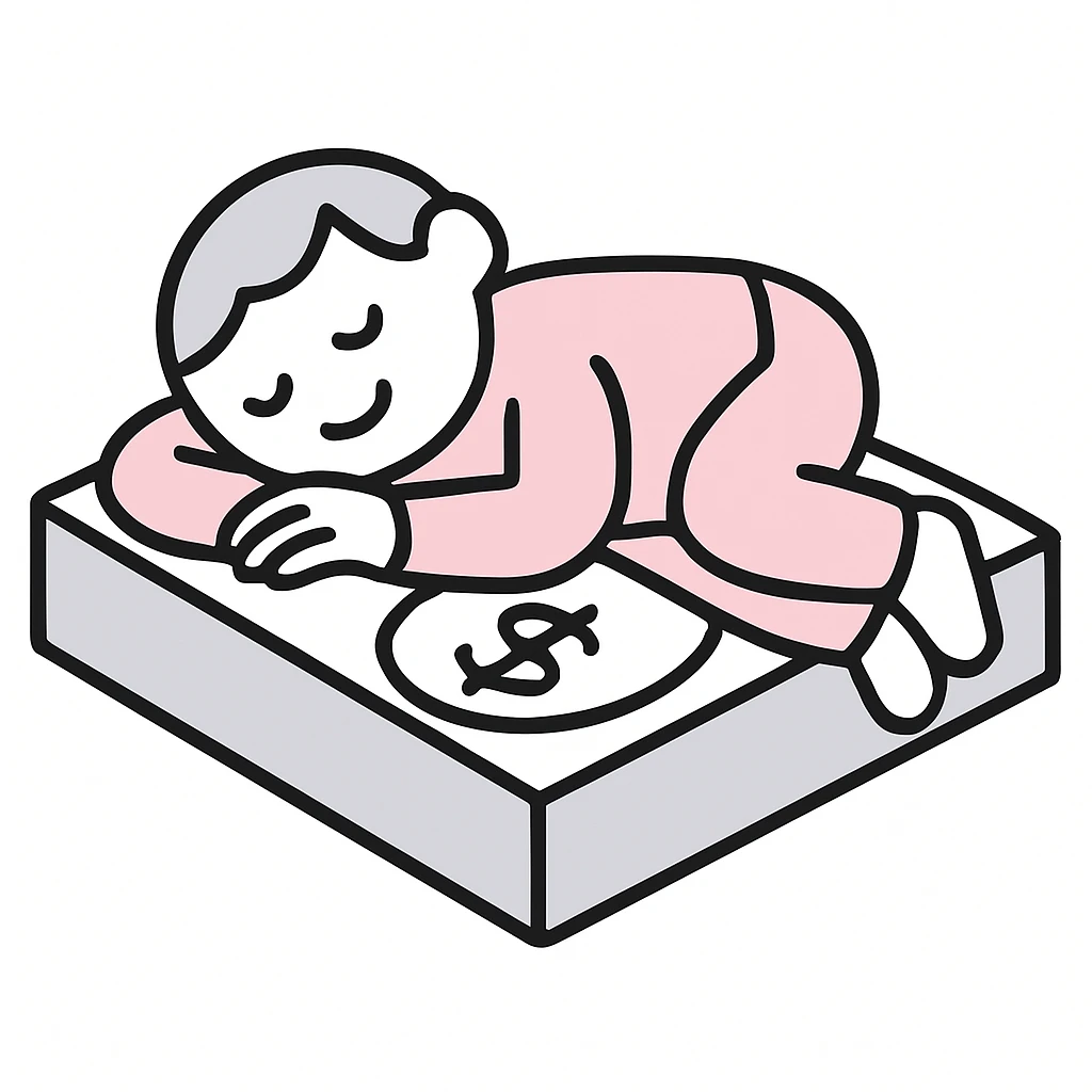 happy person napping on mattress of money emoji