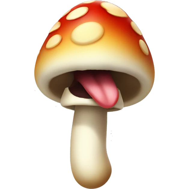 smiley face with tongue sticking out mushroom instead of tongue emoji