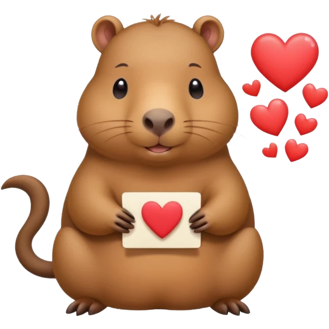Un capybara kawail avec des coeur avec des lettre <<A>> dedans  emoji