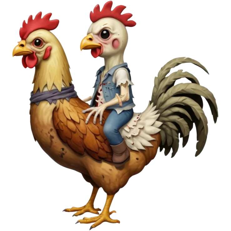 A chicken riding a zombie emoji