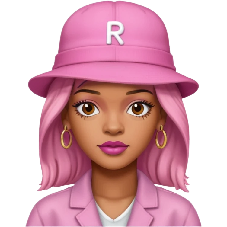 rihanah wearing Pink Hat emoji