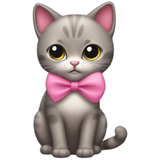 Shy cat with pink bow emoji