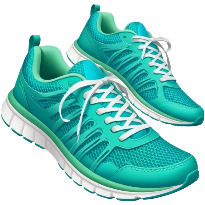turquoise running shoes, athletic footwear, blue-green sneakers emoji