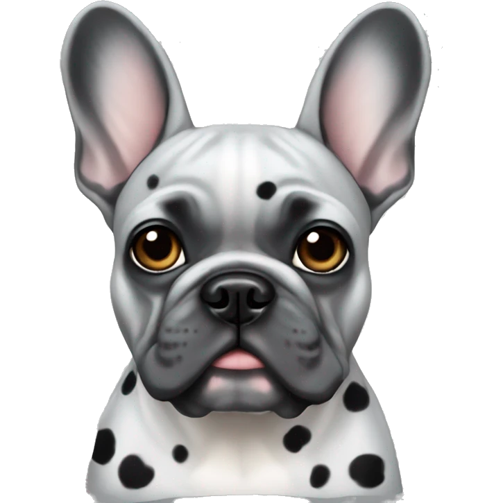 Grey French bulldog with black spots emoji