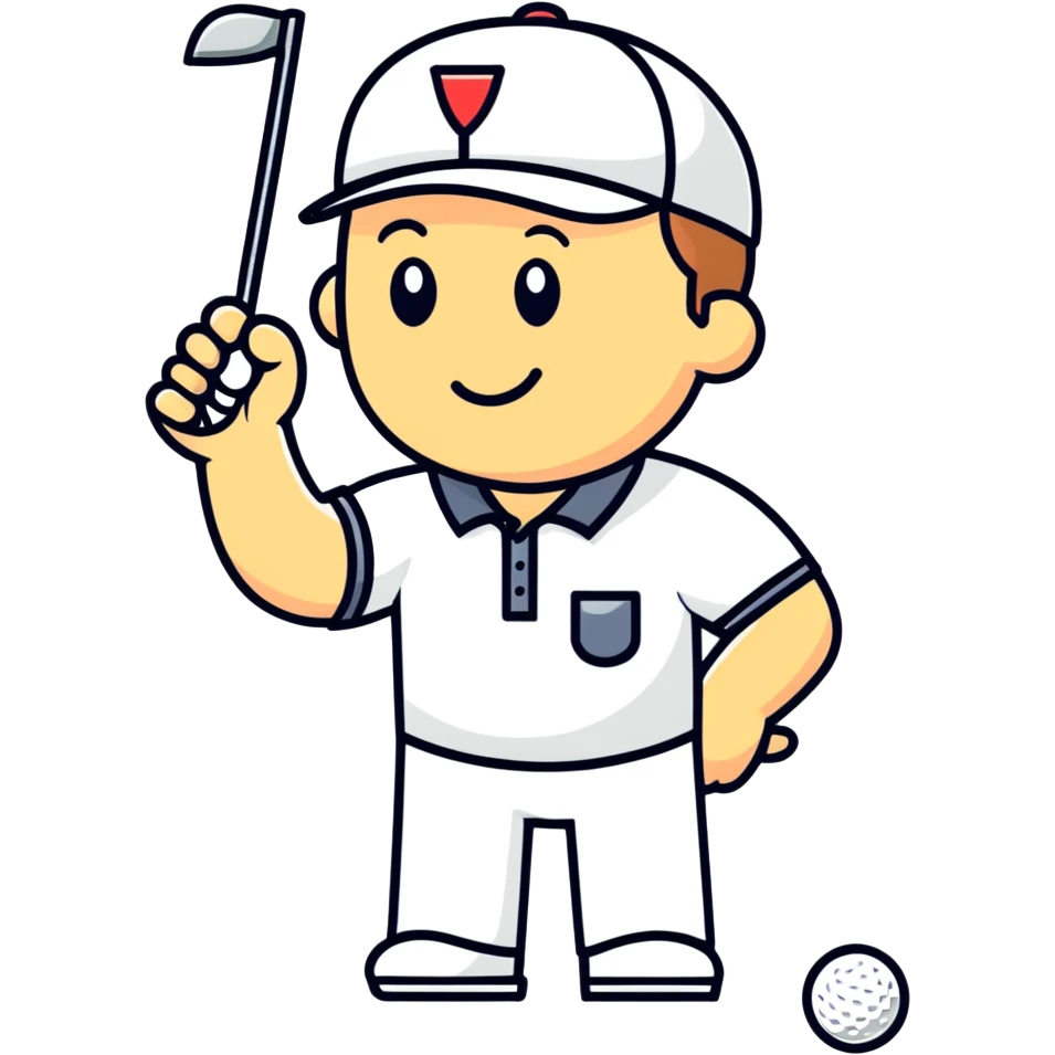 A male golfer holding a really large nickel in his hand emoji