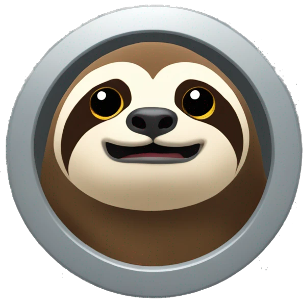 create an emoji for iphone with a sloth and the words "Let that shit go" in large letters around the sloth. emoji