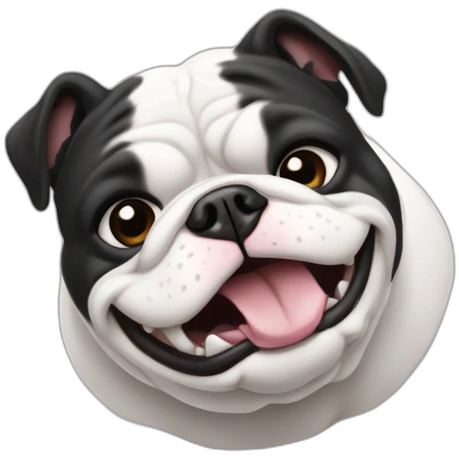 bulldog happy black and white fat emoji