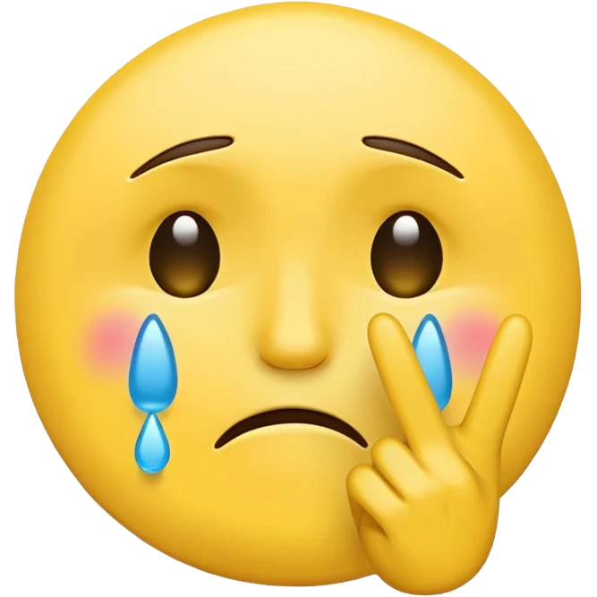 Peace sign with crying emoji emoji