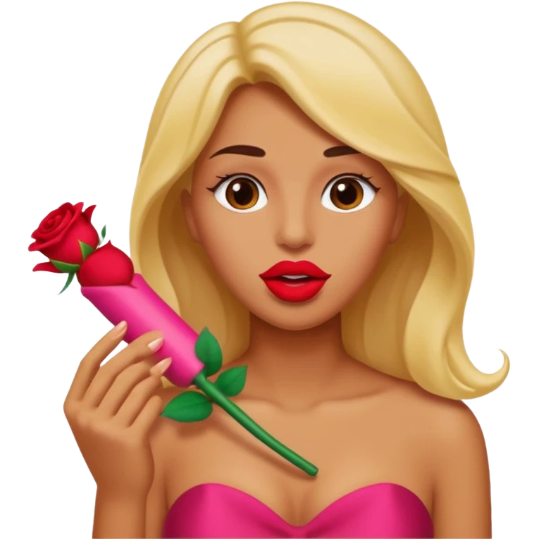 Big dildo inside a women’s magical mouth with nice rose petal shapes lips  emoji