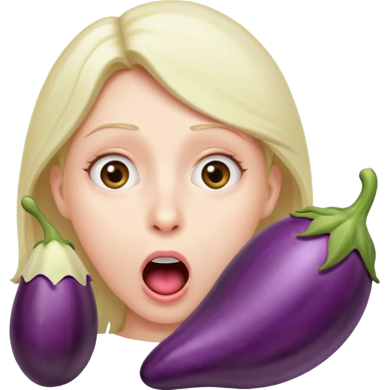 Shocked face sucking a eggplant  emoji