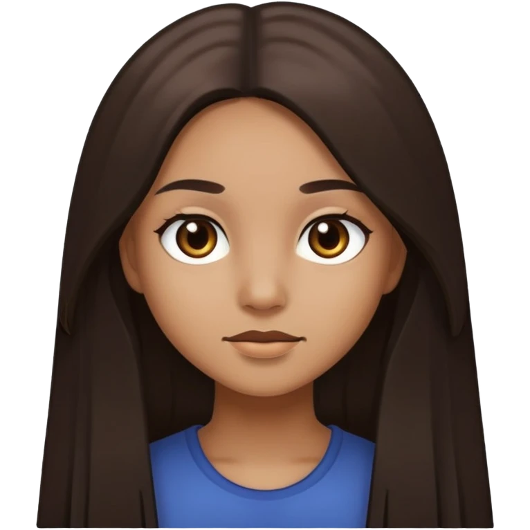 girl with light brown skin, dark eyes and dark straight long hair emoji