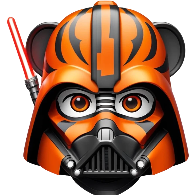 tiger face with Darth Vader helmet and red lightsaber for Twitch emote emoji