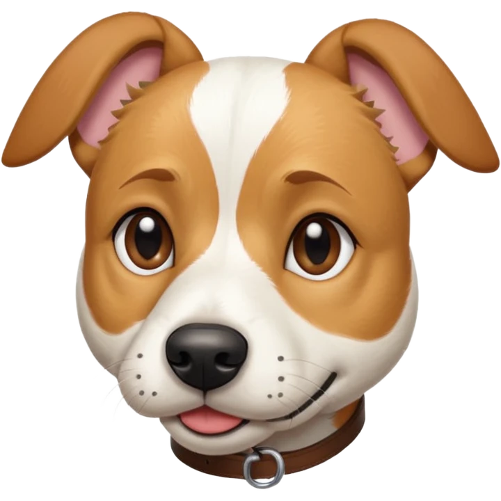 a full body facing front on of a buff white beagle cross jack russell terrier looking dog the size of a kelpie with light brown long ears resting on its face and a light brown patch above one eye and a large snout. the rest of the dog is completely white.  emoji