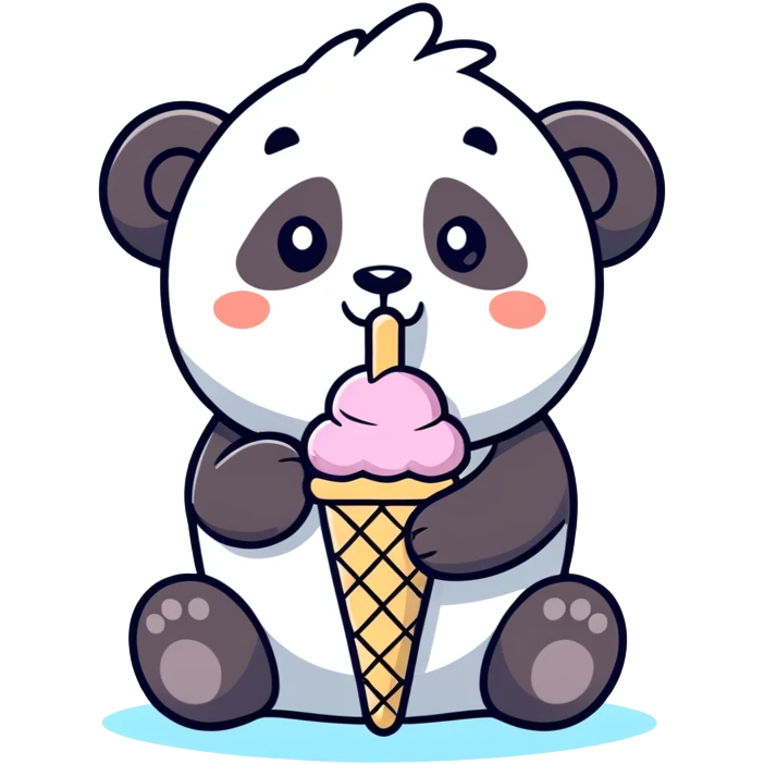 Panda eating ice cream emoji