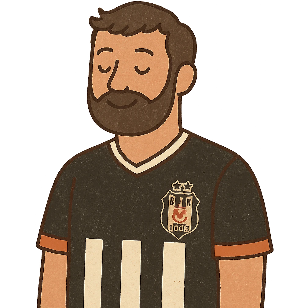 man wearing Beşiktaş football jersey, simple flat color illustration emoji