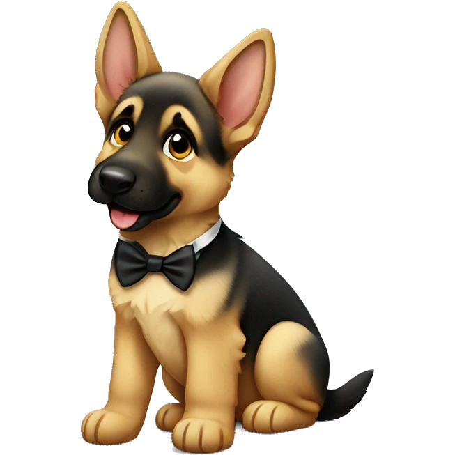 German shepherd puppy wearing a bow tie  emoji