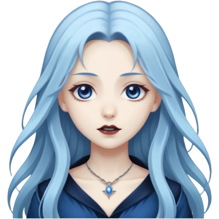 Beautiful ethereal Gorgeous Vampiric Edgy spectral dark greyish-blue whitish gloomy spectral Anime Poltergeist Lady   emoji
