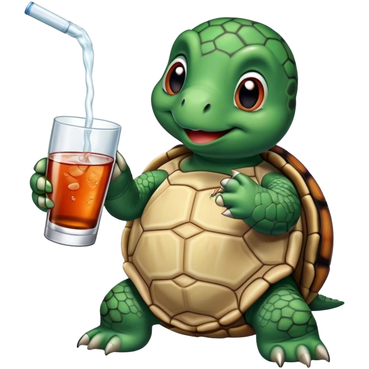 A turtle drinking soju emoji