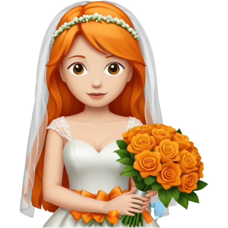 orange haired bride with bouqet emoji