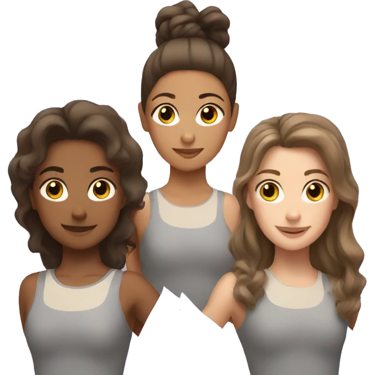 Three strong girls with brown hair doing gymnastics  emoji