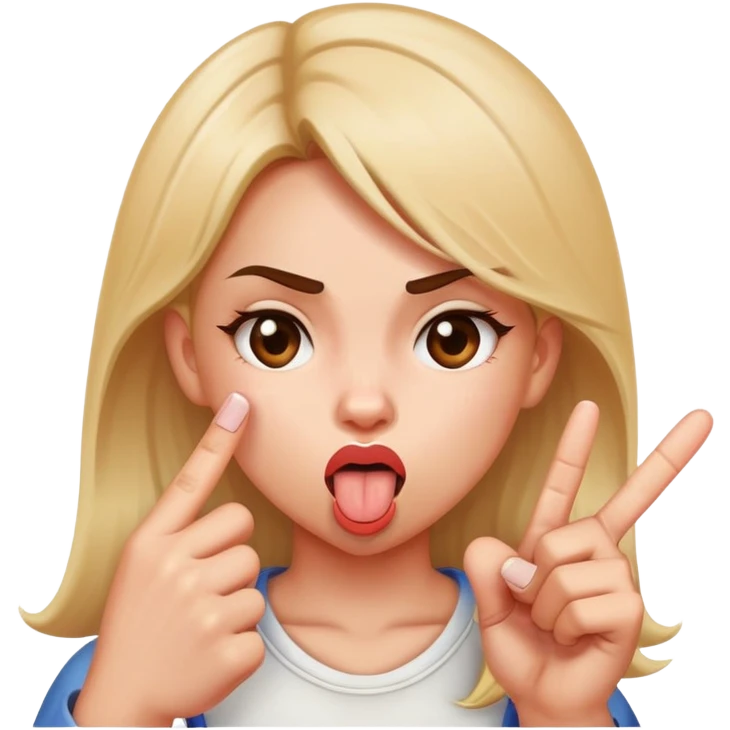 Girl sticking her tongue out with middle finger emoji