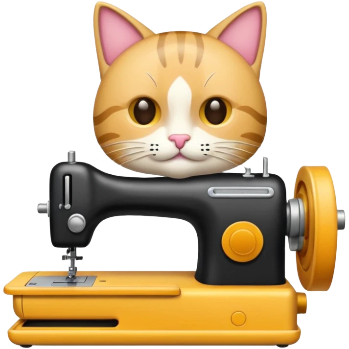 gato cosiendo en una maquina de coser emoji