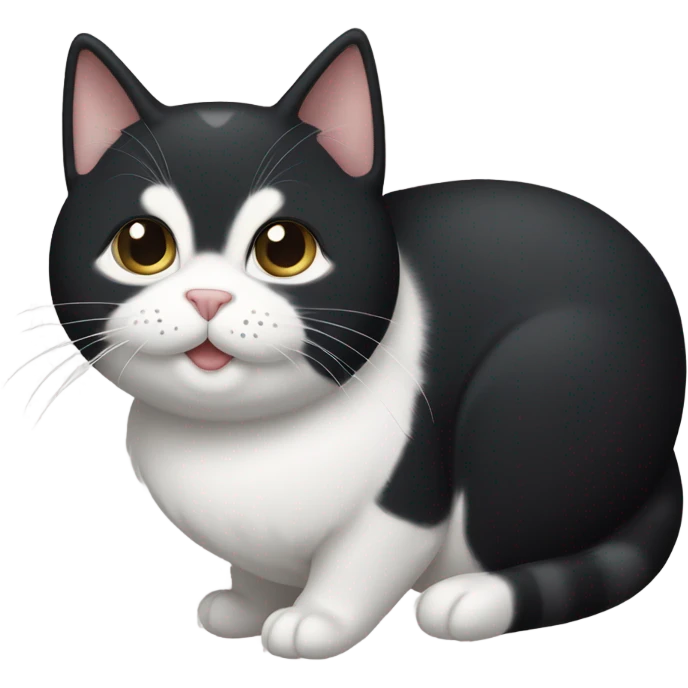 fat Tuxedo cat smiling emoji