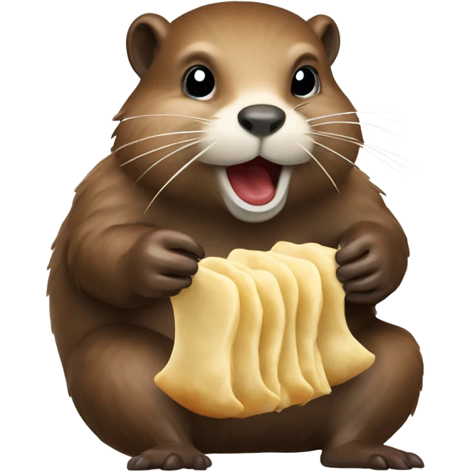 Beaver eats dumplings in full growth    emoji