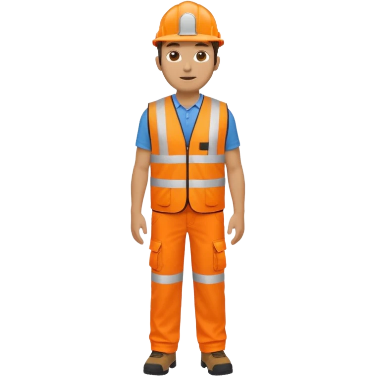 man in orange hi vis vest and chinos, no helmet, standing full body emoji