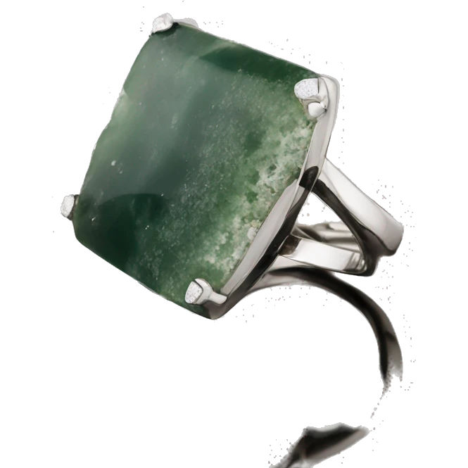 Moss agate diamond with silver band emoji