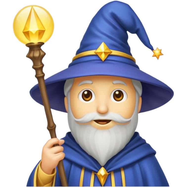 Einen Gelben Emoji mit zauber hut und zauberstab emoji