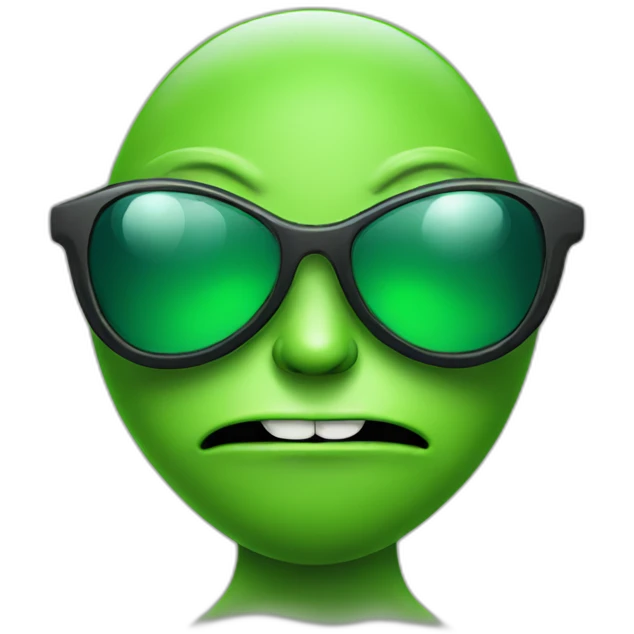 Green cartoon alien with sunglasses  emoji