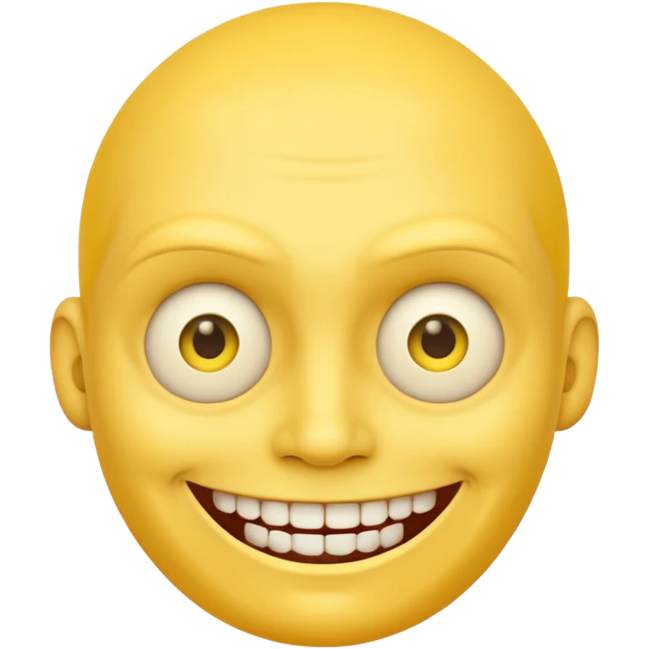 a standard yellow face that is smiling, but uncomfortable at the same time. make it slightly evil and extra points for being unsettling to look at emoji
