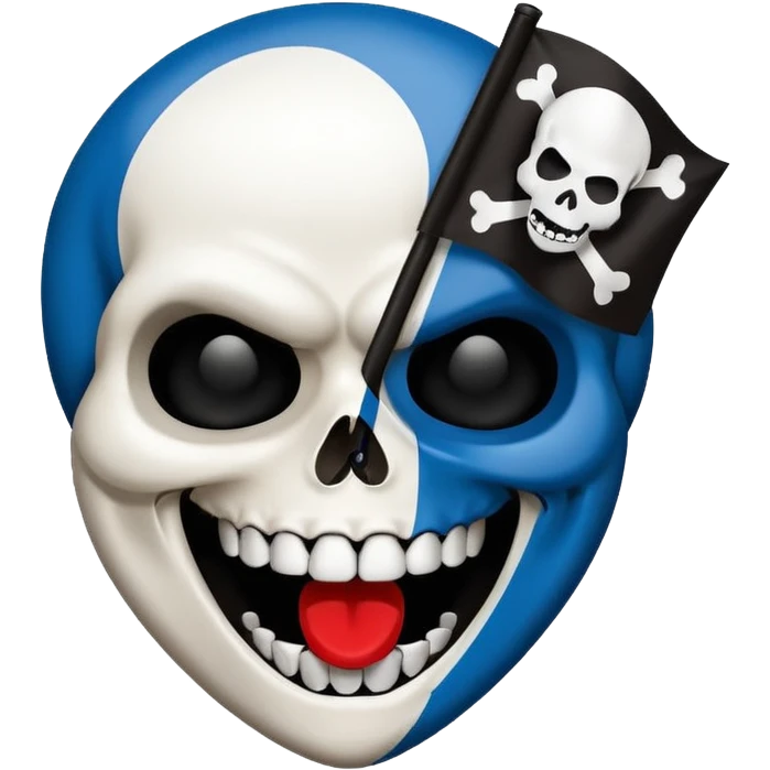 Blue white HSV Emoji bites black St. pauli flag with skull emoji