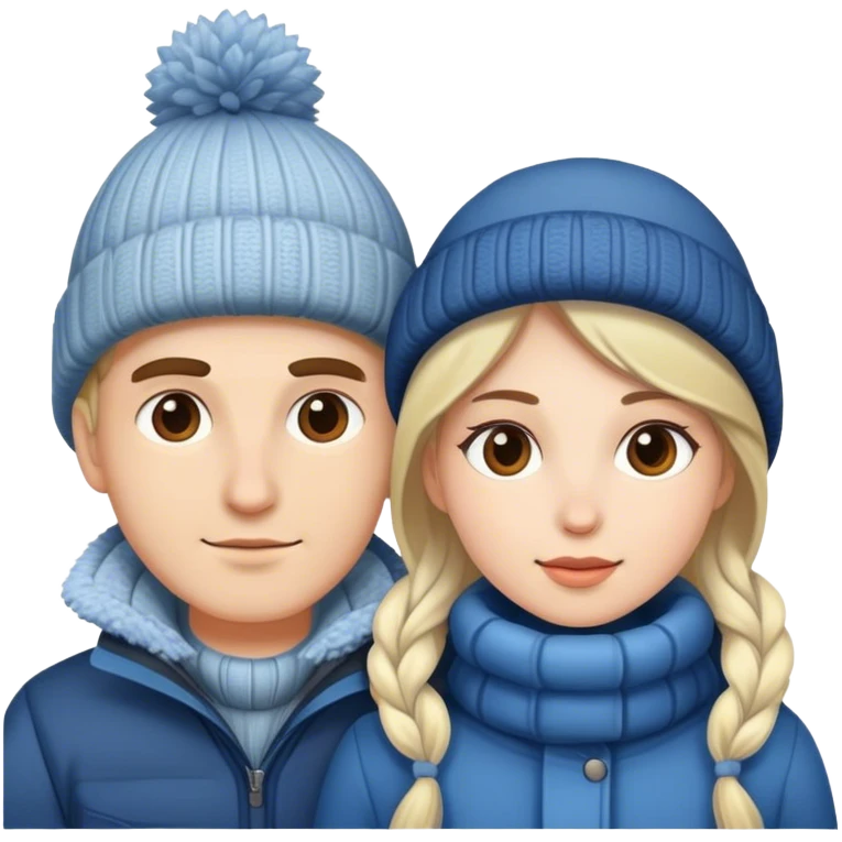 winter style couple portrait emoji