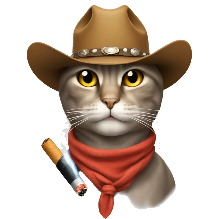 cat with cig in mouth and cowboy hat on  emoji