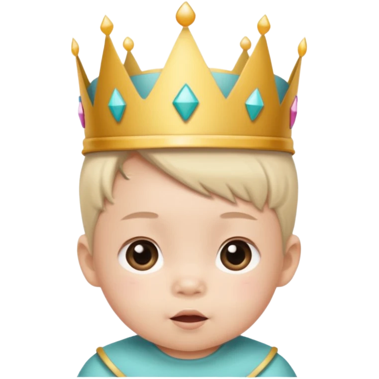 white asian baby wearing birthday crown emoji
