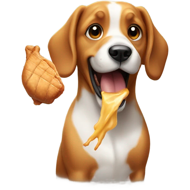 Doggie eating chicken  emoji